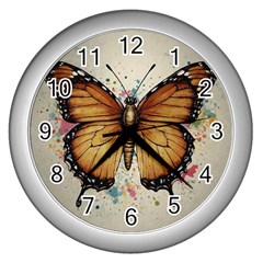 Butterflies of motivation Wall Clock (Silver)