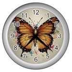 Butterflies of motivation Wall Clock (Silver) Front