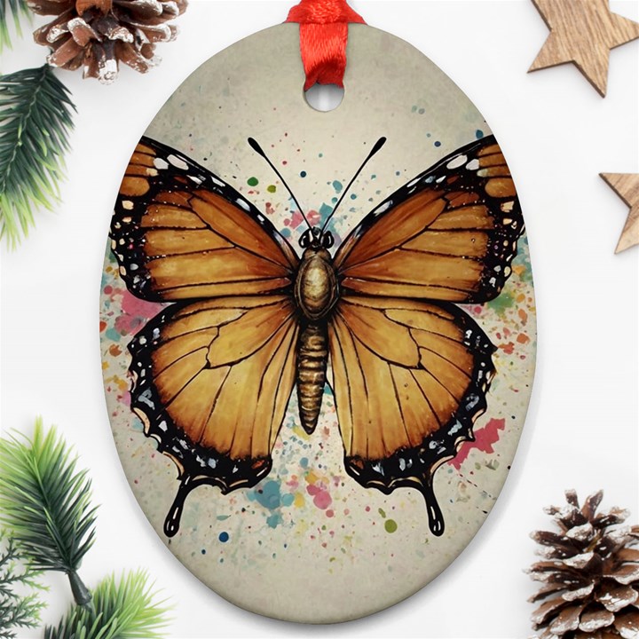 Butterflies of motivation Oval Ornament (Two Sides)