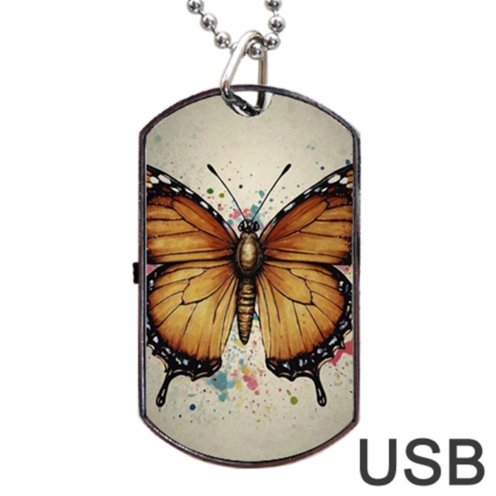 Butterflies of motivation Dog Tag USB Flash (Two Sides)