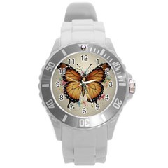 Butterflies of motivation Round Plastic Sport Watch (L)