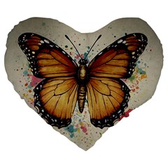 Butterflies of motivation Large 19  Premium Flano Heart Shape Cushions