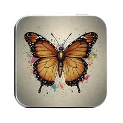 Butterflies Of Motivation Square Metal Box (black) by customfabrics