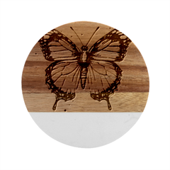 Butterflies of motivation Marble Wood Coaster (Round)