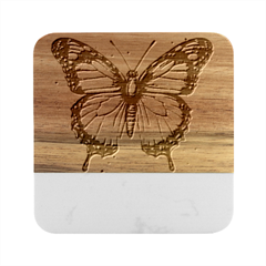 Butterflies of motivation Marble Wood Coaster (Square)