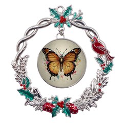 Butterflies of motivation Metal X mas Wreath Holly leaf Ornament