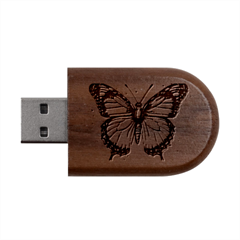 Butterflies of motivation Wood Oval USB Flash Drive