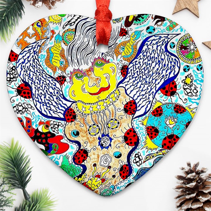 Supersonic ladybug angel power Heart Ornament (Two Sides)