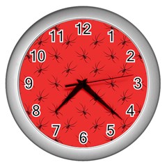 Spiders Pattern Seamless Arachnids Wall Clock (silver)