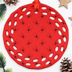 Spiders Pattern Seamless Arachnids Ornament (round Filigree)