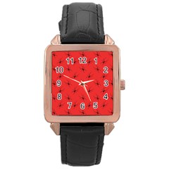 Spiders Pattern Seamless Arachnids Rose Gold Leather Watch 