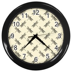 Dragonfy Insect Pattern Wall Clock (black) by Maspions