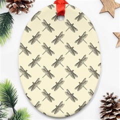 Dragonfy Insect Pattern Oval Ornament (two Sides)