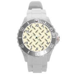 Dragonfy Insect Pattern Round Plastic Sport Watch (l)