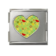 Art Fruits Pattern Mega Link Heart Italian Charm (18mm)