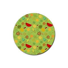 Art Fruits Pattern Rubber Round Coaster (4 Pack)