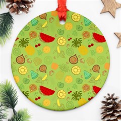 Art Fruits Pattern Round Ornament (two Sides)