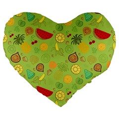 Art Fruits Pattern Large 19  Premium Heart Shape Cushions