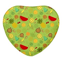 Art Fruits Pattern Heart Glass Fridge Magnet (4 Pack)