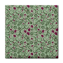 Swirls Foliage Leaves Green Tile Coaster