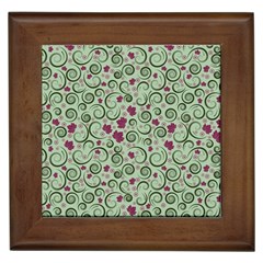 Swirls Foliage Leaves Green Framed Tile