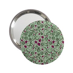 Swirls Foliage Leaves Green 2 25  Handbag Mirrors