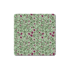 Swirls Foliage Leaves Green Square Magnet by Maspions