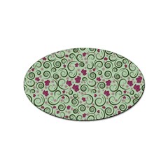 Swirls Foliage Leaves Green Sticker Oval (100 Pack)