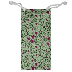 Swirls Foliage Leaves Green Jewelry Bag