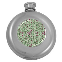 Swirls Foliage Leaves Green Round Hip Flask (5 Oz)