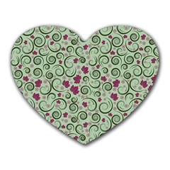 Swirls Foliage Leaves Green Heart Mousepad