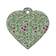 Swirls Foliage Leaves Green Dog Tag Heart (one Side) by Maspions