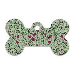 Swirls Foliage Leaves Green Dog Tag Bone (one Side)