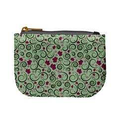 Swirls Foliage Leaves Green Mini Coin Purse