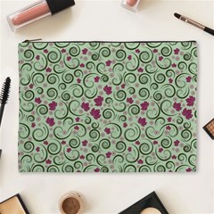 Swirls Foliage Leaves Green Cosmetic Bag (xl)