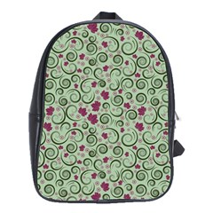 Swirls Foliage Leaves Green School Bag (large)