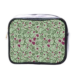 Swirls Foliage Leaves Green Mini Toiletries Bag (one Side)