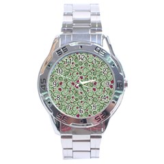 Swirls Foliage Leaves Green Stainless Steel Analogue Watch by Maspions