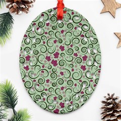 Swirls Foliage Leaves Green Ornament (oval Filigree)