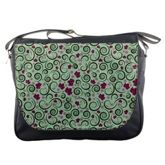 Swirls Foliage Leaves Green Messenger Bag