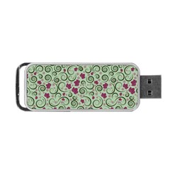 Swirls Foliage Leaves Green Portable Usb Flash (two Sides)