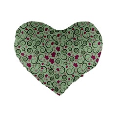 Swirls Foliage Leaves Green Standard 16  Premium Heart Shape Cushions