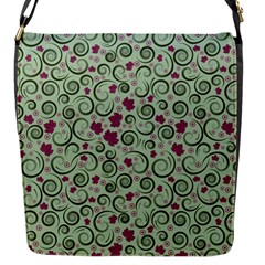 Swirls Foliage Leaves Green Flap Closure Messenger Bag (s)