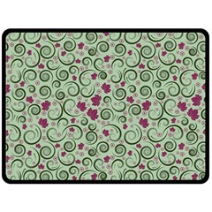 Swirls Foliage Leaves Green Two Sides Fleece Blanket (large)