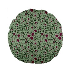 Swirls Foliage Leaves Green Standard 15  Premium Flano Round Cushions