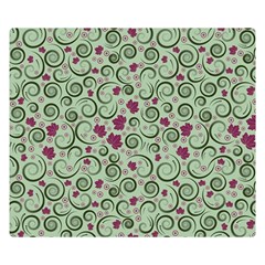 Swirls Foliage Leaves Green Two Sides Premium Plush Fleece Blanket (kids Size)