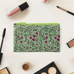 Swirls Foliage Leaves Green Cosmetic Bag (xs)