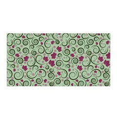 Swirls Foliage Leaves Green Satin Wrap 35  X 70 