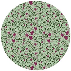 Swirls Foliage Leaves Green Wooden Puzzle Round