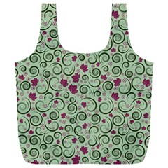 Swirls Foliage Leaves Green Full Print Recycle Bag (xxl) by Maspions